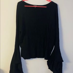 Black express sweater with trumpet sleeves